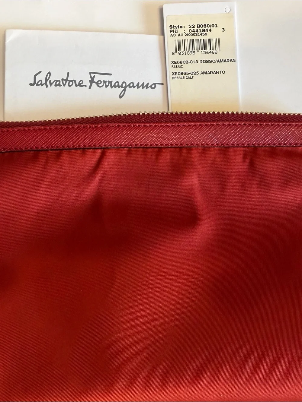 Salvatore Ferragamo Rosso Red Bow Cosmetic Zip Pouch
